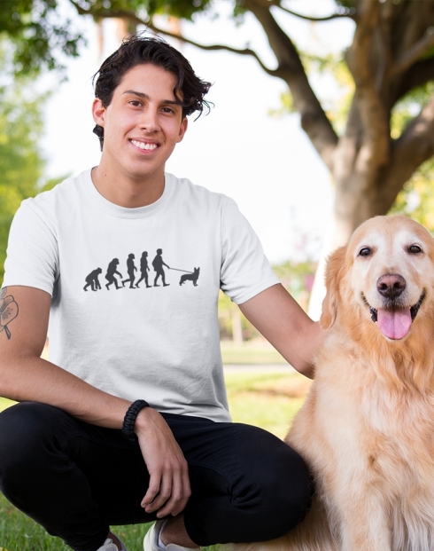 Pánske tričko Evoluce venčení psa