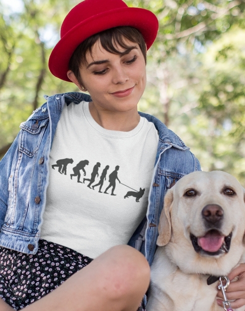 Dámske tričko Evoluce venčení psa