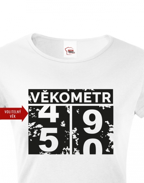 Dámské tričko Věkometr k 50. narozeninám