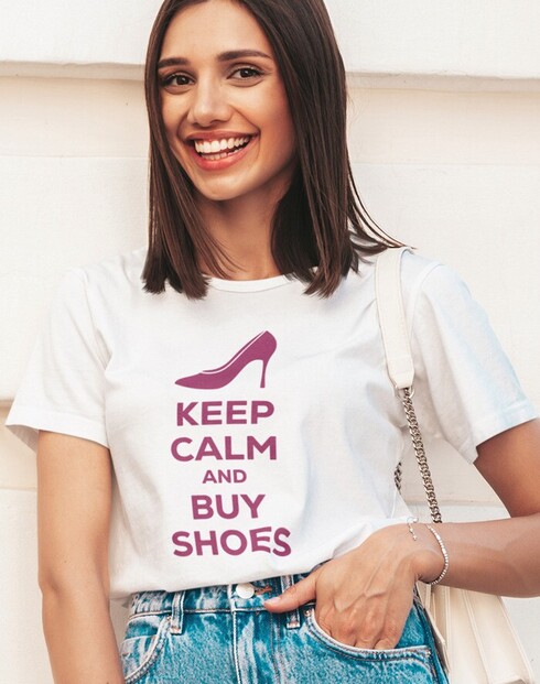 Dámské tričko Keep calm and buy shoes