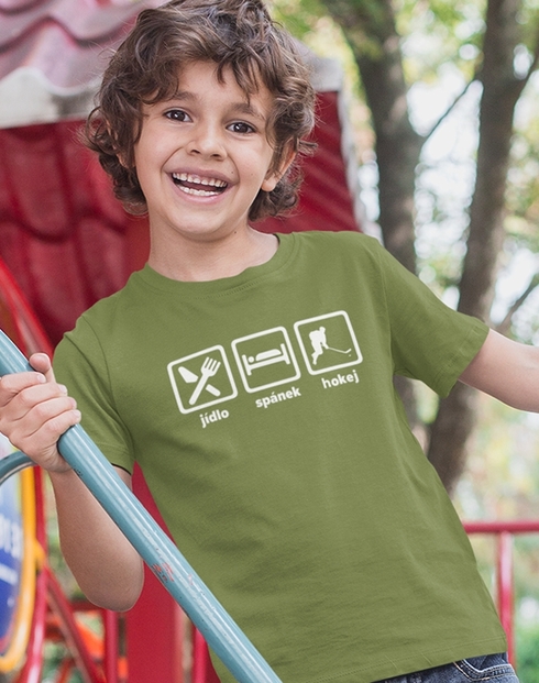 Dětské tričko Jídlo spánek hokej