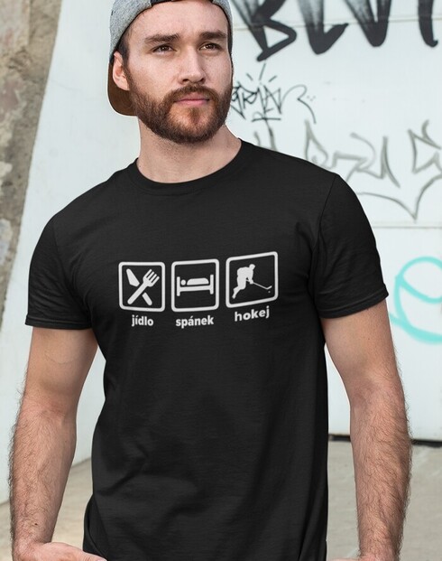 Pánske tričko Jídlo spánek hokej