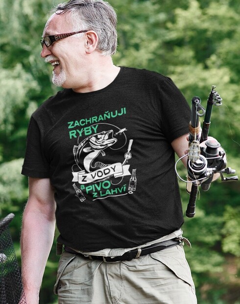 Vtipné rybářské tričko Zachraňuji ryby z vody