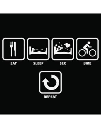 Tričko s potiskem cyklisty EAT, SLEEP, SEX, BIKE, REPEAT