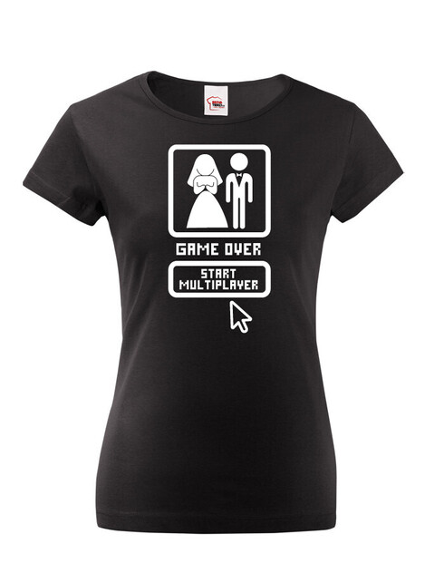 Dámské tričko na rozlučku Game over, start multiplayer