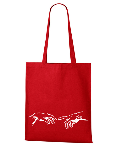 Plátěná taška ruka člověka a ruka boží