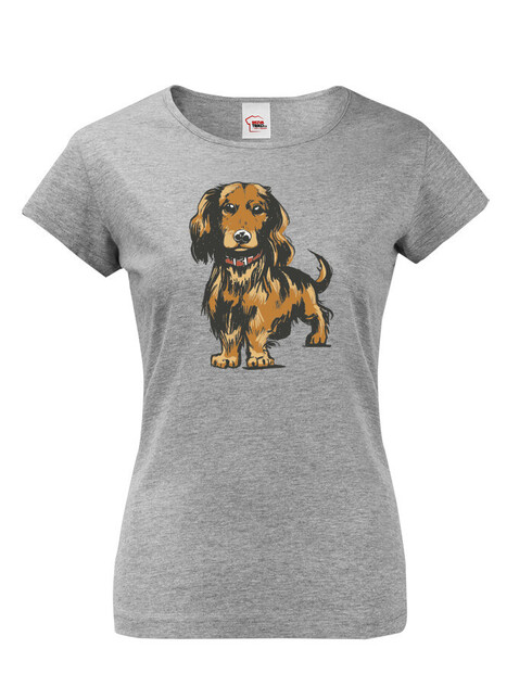 Dámské tričko Kreslený jezevčík