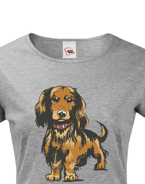 Dámské tričko Kreslený jezevčík