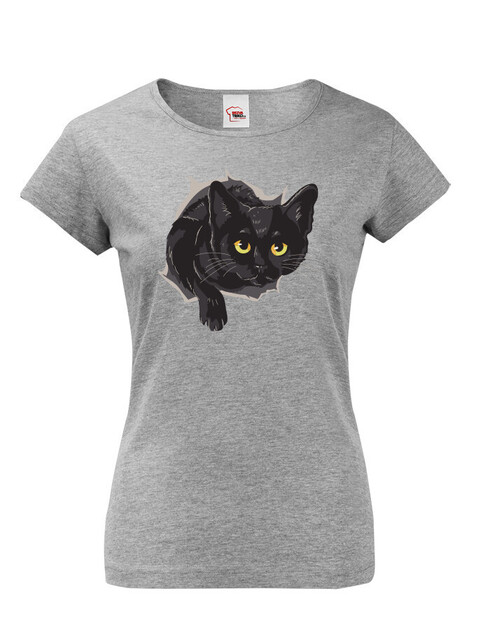 Dámské triko s černou kočkou