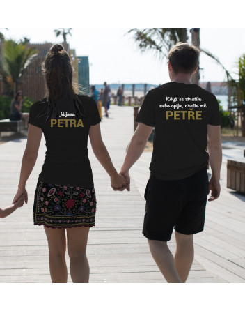 Trička pro páry Když se ztratím, vraťte mě "VAŠE JMÉNO"