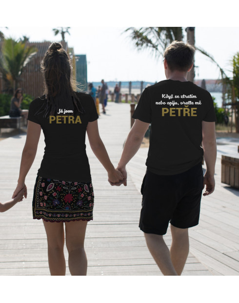 Trička pro páry Když se ztratím, vraťte mě "VAŠE JMÉNO"