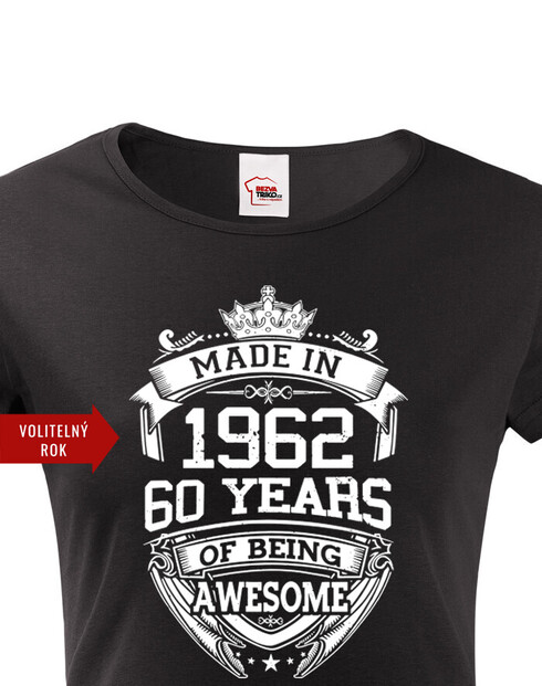 Dámské tričko k narozeninám s volitelným rokem