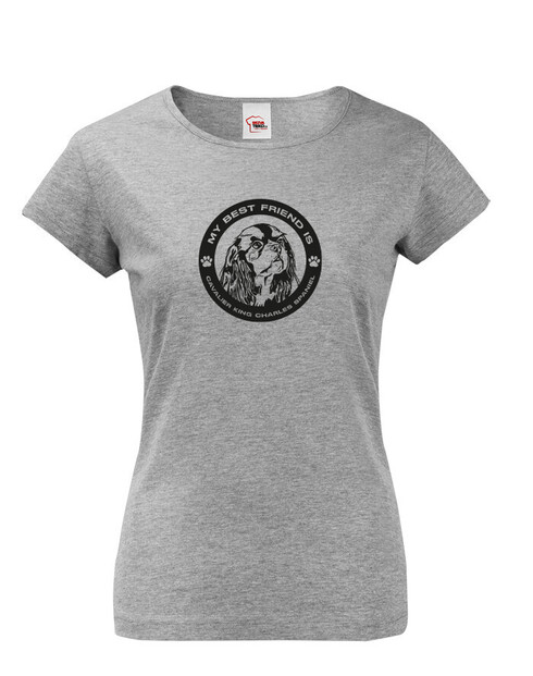 Dámské tričko Kavalír King Charles kulatý motiv