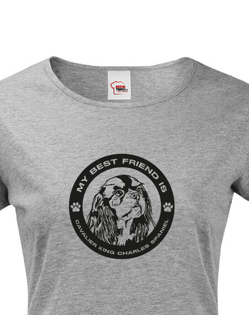 Dámské tričko Kavalír King Charles kulatý motiv