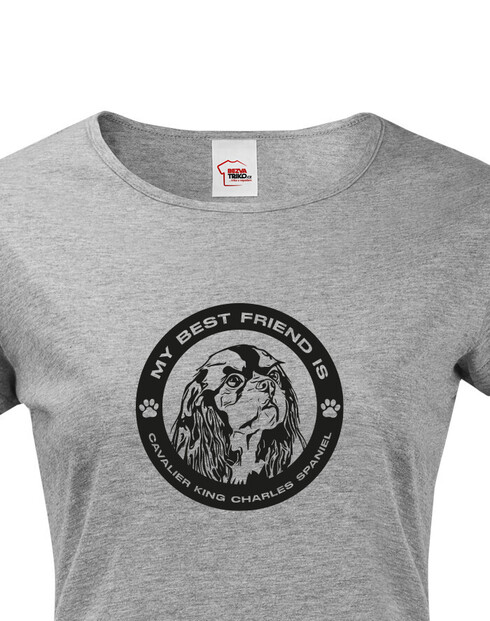 Dámské tričko Kavalír King Charles kulatý motiv