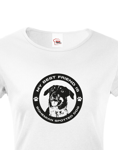 Dámské tričko Český strakatý pes kulatý motiv