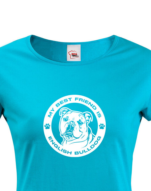 Dámské tričko Anglický buldok kulatý motiv