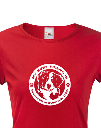 Dámské tričko Bernský salašnický pes kulatý motiv