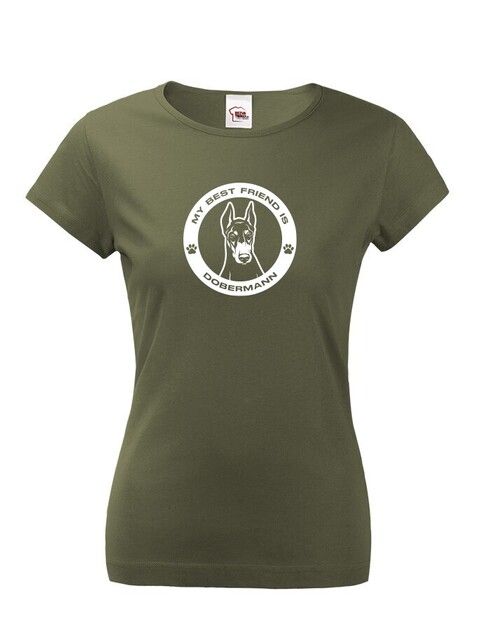 Dámské tričko Dobrman kulatý motiv