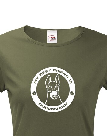 Dámské tričko Dobrman kulatý motiv