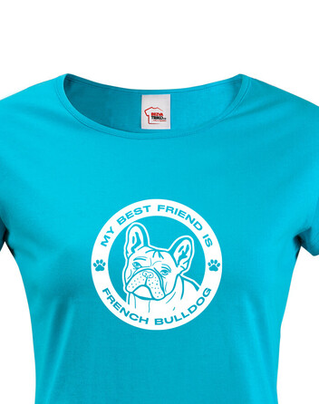 Dámské tričko Francouzský buldoček kulatý motiv