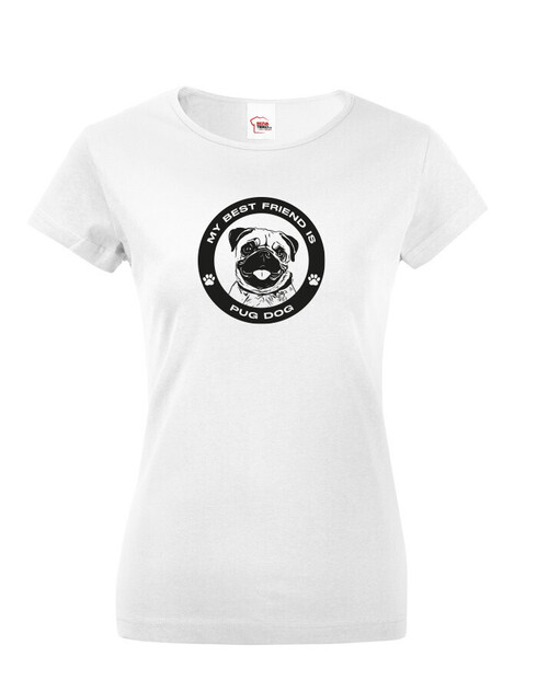 Dámské tričko Mops kulatý motiv