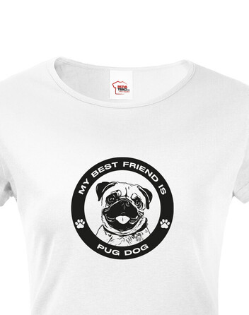 Dámské tričko Mops kulatý motiv