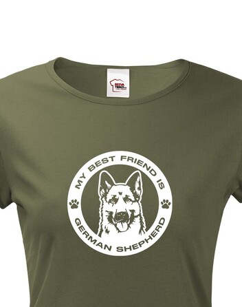 Dámské tričko Německý ovčák kulatý motiv