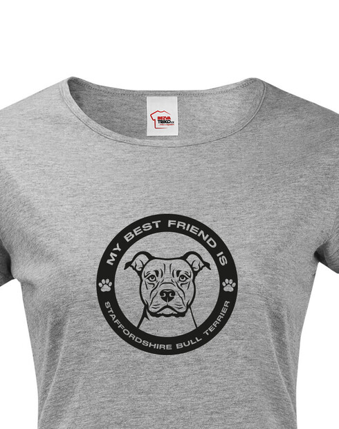 Dámské tričko Stafordšírsky bulteriér kulatý motiv