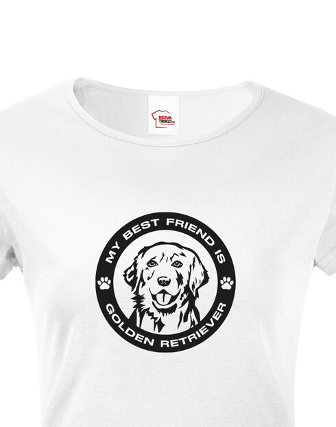 Dámské tričko Zlatý retrívr kulatý motiv