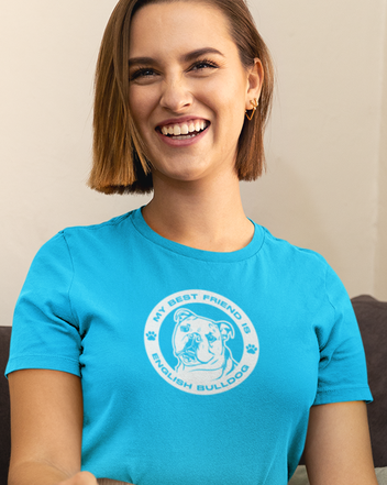 Dámské tričko Anglický buldok kulatý motiv