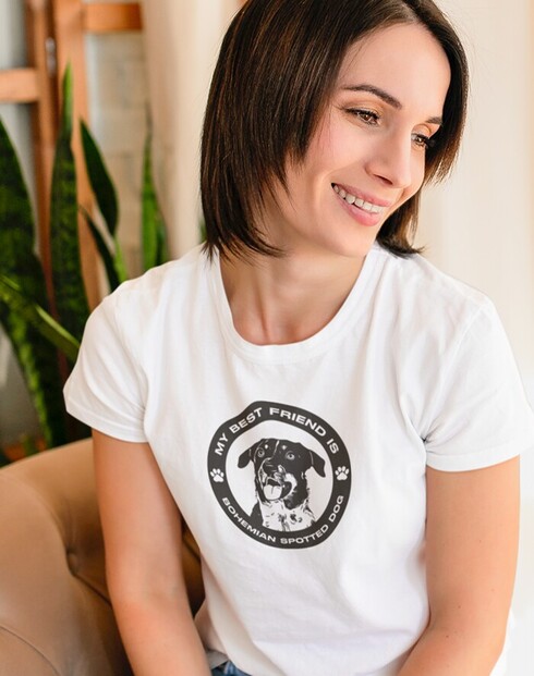 Dámské tričko Český strakatý pes kulatý motiv