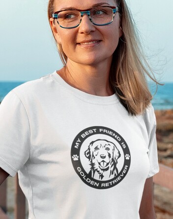 Dámské tričko Zlatý retrívr kulatý motiv