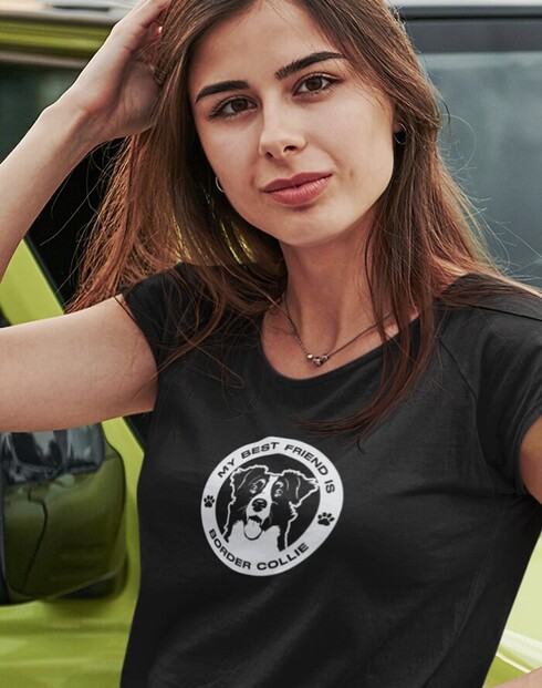 Dámské tričko Border kolie kulatý motiv