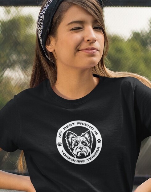 Dámské tričko Yorkshirský teriér kulatý motiv