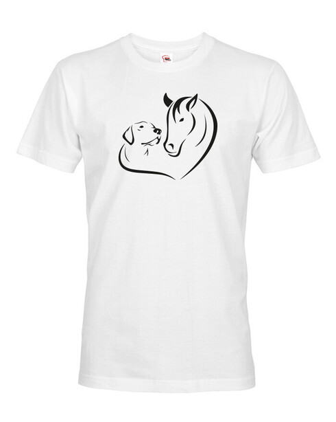 Pánské tričko Srdce kůň a pes