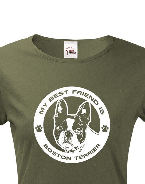 Dámské tričko Bostonský teriér kulatý motiv