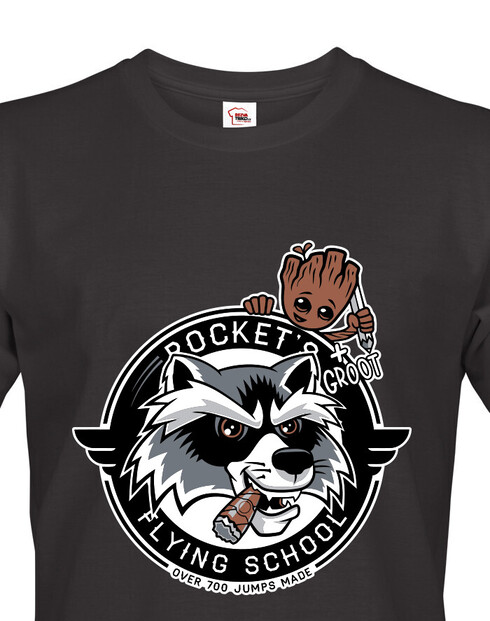 Pánské tričko Rocket Raccoon a Groot