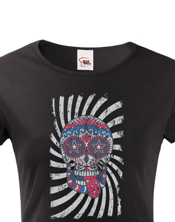 Dámské tričko Barevná lebka