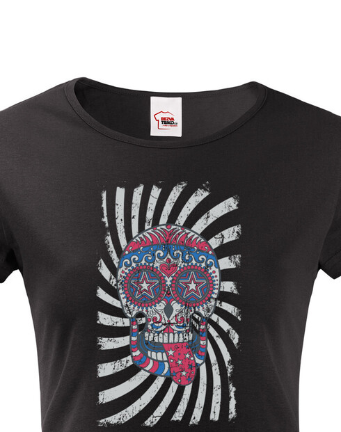 Dámské tričko Barevná lebka
