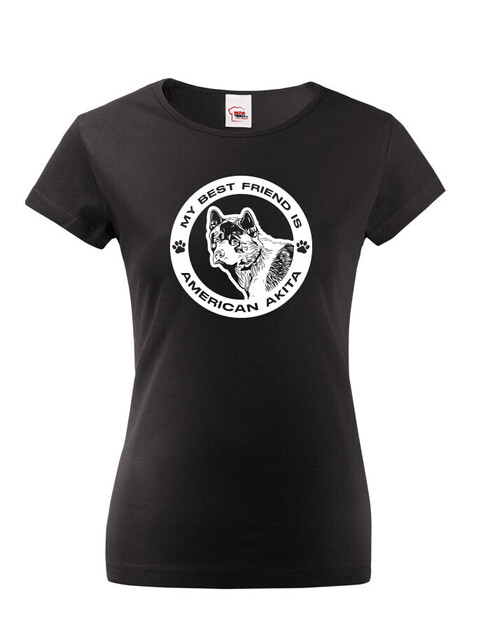 Dámské tričko American Akita kulatý motiv