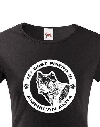 Dámské tričko American Akita kulatý motiv