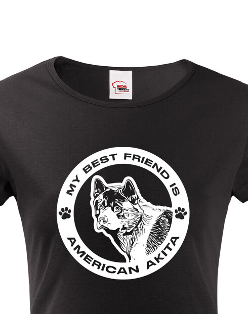 Dámské tričko American Akita kulatý motiv