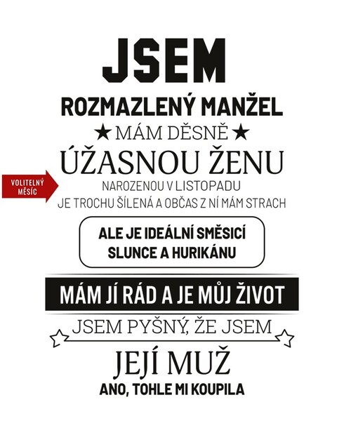 Hrneček k narozeninám - Jsem rozmazlený manžel