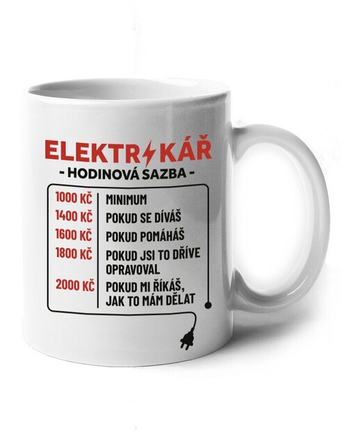 Keramický hrneček Hodinová sazba elektrikář