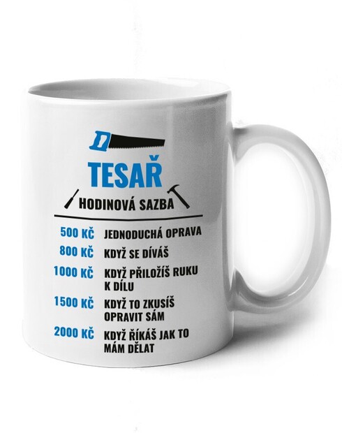 Keramický hrneček Hodinová sazba tesaře