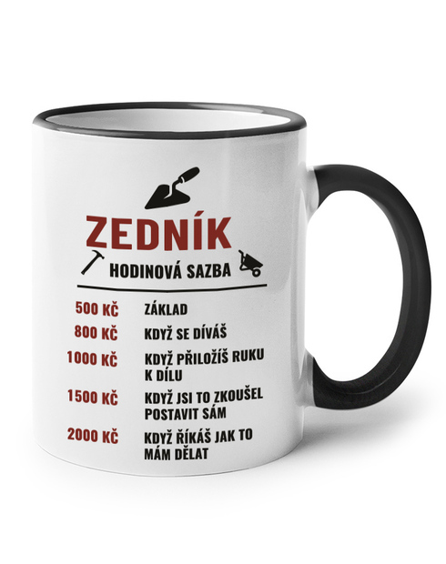 Keramický hrneček Hodinová sazba zedník