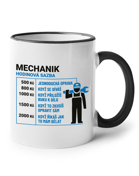 Keramický hrneček Hodinová sazba mechanik