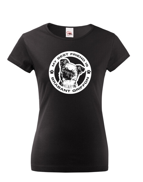 Dámské tričko Brabantský grifon kulatý motiv