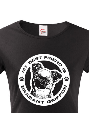 Dámské tričko Brabantský grifon kulatý motiv